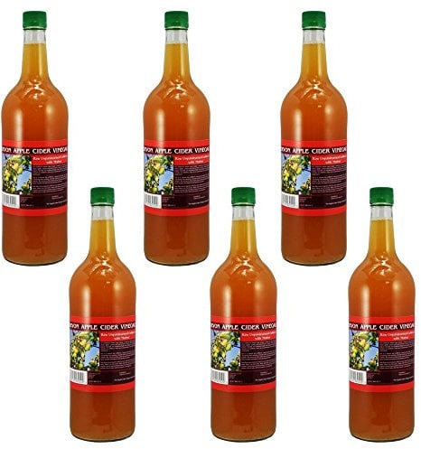 Apple Cider Vinegar Tonic with 'Mother' - 1000ml Natural Raw Unfiltered Glass Bottle - 6 Pack