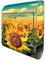 banjado® Design Briefkasten mit Sonnenblumen 38,5x46,5x13cm & 2 Schlüssel - Briefkasten Stahl Silber mit Zeitungsfach pulverbeschichtet - Postkasten A4 Einwurf inkl. Montagematerial