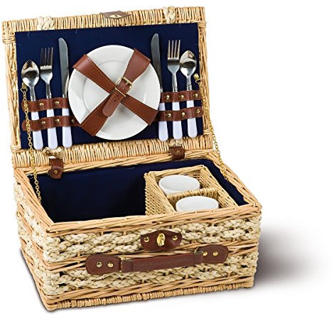 Adam Schmidt Picknickkorb rechteckig, Natur/Hellbraun, T 40cm x B 28cm x H 19cm