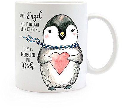 ilka parey wandtattoo-welt® Tasse Becher Kaffeetasse Kaffeebecher Pinguin mit Spruch Engel Menschen wie dich ts368