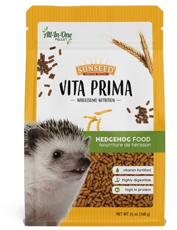 Sunseed Vita Prima Hedgehog Food - High-Protein Poultry, Seafood, and Mealworm Food Blend - Vitamin-Fortified for Happy and Healthy Hedgehogs 1.56 Pound (Pack of 1)
