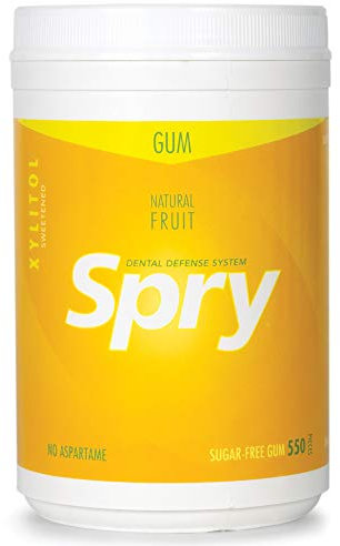 Spry Fresh Chicle Natural con Xilitol Sistema de Defensa Dental sin Aspartamo sin Azúcar sin OGM sin Gluten (Fresh Fruit, 550 Count - Pack of 1)