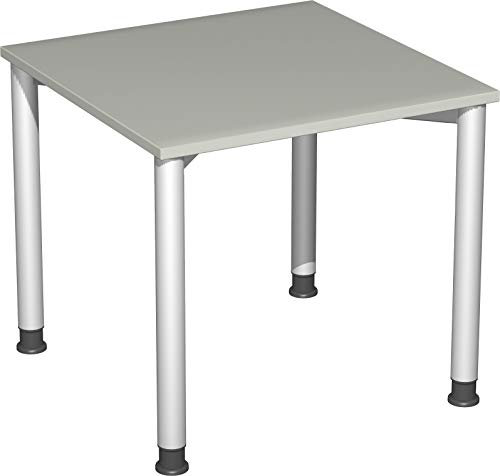 Gera Möbel 4 Fuß Flex Schreibtisch, Holzdekor, lichtgrau/Silber, 80 x 80 x 72 cm