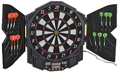 HOMCOM Cible Jeu de fléchettes électronique 27 Jeux jusqu'à 8 Joueurs LED Haut-Parleur Noir