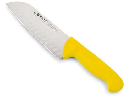 Arcos Séries 2900 - Couteau Santoku Couteaux Japonais - Lame Acier Inoxydable Nitrum 180 mm - Manche Polypropylène Couleur Jaune