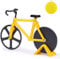 Pizzaschneider Fahrrad, Pizzaroller aus Rostfreiem Stahl, Antihaftbeschichteter Pizza Schneider mit Ständer, Geeignet für Pizzaparty usw., Interessante Geschenke, Gelb
