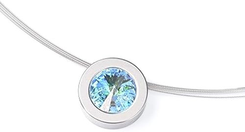 TIABELLE – Collier LARA aus Titan mit funkelndem Swarovski® Kristall – Silberfarbene Kette für Damen – allergenfrei & hautverträglich – Handmade in Germany (L=45cm | 15,9mm ø | Aurore Boreale)