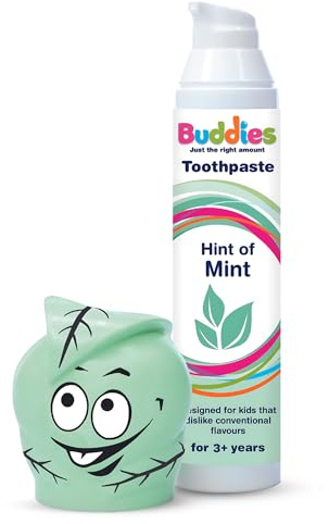 Buddies Butter Mint Toothpastel – Gentle SLS & Paraben-Free Formula with 1450ppm Fluoride, Mild Mint Flavour, Low-Foam Toothpaste Pump for All Ages - 100ml