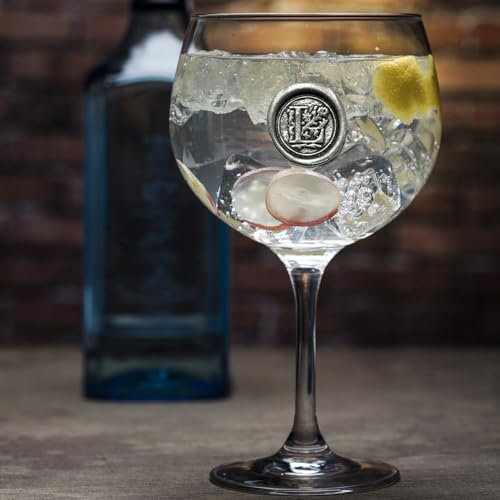 English Pewter Company Personalised Gin Glass with Your Choice of Initial - Unique Gift for Men or Women, Birthdays, Anniversaries (L) [MON312]
