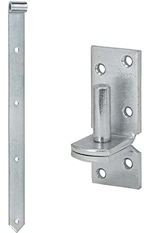 HAUS & DACH Ladenband Set, blau verzinkt inkl. Kloben, Ladenbandlänge: 300 mm, Durchmesser Kloben: 10 mm Eng