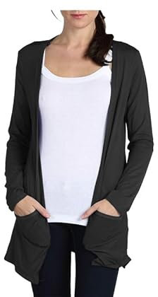 BODYWEAR LTD - Ladies Casual Long Sleeve Open Front Cardigans Lightweight Solid Color Women’s top Stylish Comfortable Versatile Fashionable (Black, 20-22)