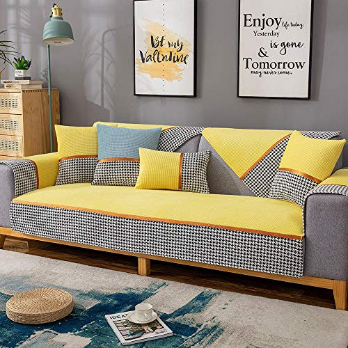 Couch überzug schonbezug Couch schonbezug Sofa Couch Decke,L-förmiger Stoff Schnittsofaschild,Ecksofabezüge für Ledercouch,hocheffiziente rutschfeste Sofasitzbezüge-Gelb_110 * 180 cm