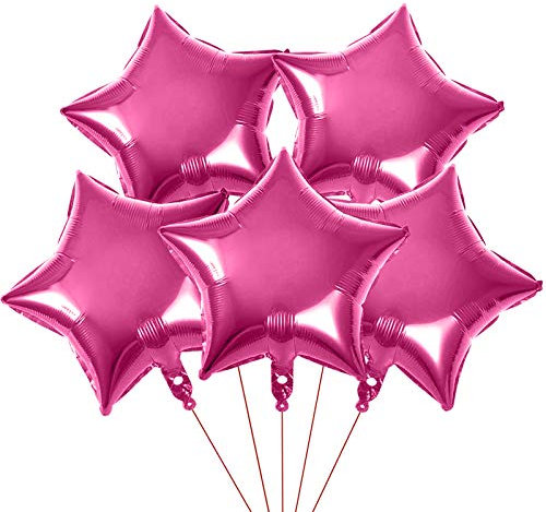 Yisscen 25 Stück Stern Folienballon, 18 Zoll Luftballons Geburtstag Party Dekoration, Sternluftballons Heliumballon für Geburtstag, Hochzeit, Valentinstag, Weihnachtsfeier Deko(Rosa)