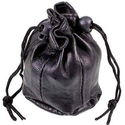 Small Black Drawstring Pouch Change Coins Wrist Mens Ladies AR