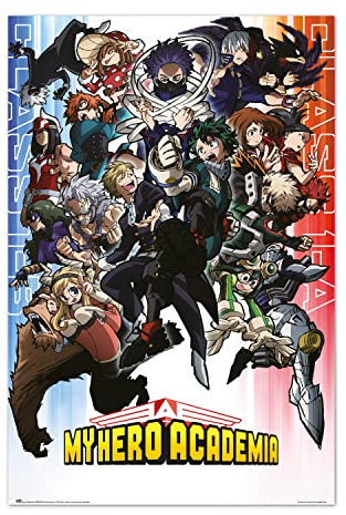 Grupo Erik Anime Poster - My Hero Academia Class 1-A Poster - Kunstdruck - Deko Schlafzimmer - Kunstdruck - Deko Wohnzimmer - Größe : 61 x 91 - Anime Deko - Anime Merch - Anime Geschenke