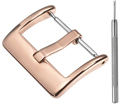 BISONSTRAP Ersatzschnalle für Uhrenarmband , Edelstahlverschluss für Smartwatch-Armbänder- 18mm, Poliertes Roségold