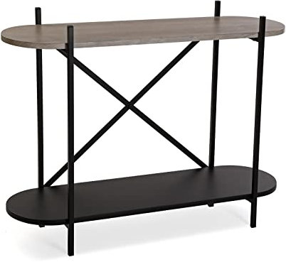 Versa Madison Mueble Recibidor Estrecho para Entrada o Pasillo, Mesa Consola, con Estante Inferior, Medidas (Al x L x An) 76 x 33 x 100 cm, Madera y Metal, Color Marrón y Negro