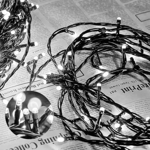 AURSTORE - Ghirlanda luminosa Basa, 8 modalità, 10 m, 100 LED, decorazione romantica per albero di Natale, matrimonio, festa, ghirlanda da interni (filo verde, colore: bianco).