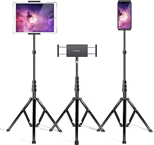 elitehood Supporto Tablet in Alluminio, Supporto da Pavimento iPad Pieghevole - 65 Regolabile in Altezza, Porta Tablet Treppiede per iPad Pro 12.9, iPad Air, Mini 2 3 4, iPhone e Tablet da 4.7–13
