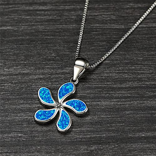 DAOMEI Nette Weibliche Blaue Opal-anhänger-halsketten-Klassische Silberne Farben-Ketten-halsketten Für Frauen-Weinlese-brautblumen-hochzeits-Halskette