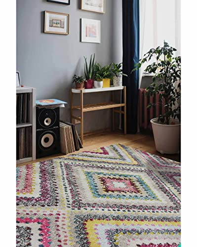 Modern Style Rugs Chateau Soft Multicolour Tribal Indoor Short Pile Rug. Suitable Area Rug for Livingroom, Bedroom, Conservatory, Hallway Rug. Easy to Clean - 160 x 230cm
