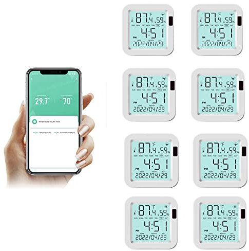 per Tuya - Termometro Igrometro per interni, con sensore di temperatura Wi-Fi, mini igrometro termico con app intelligente e registrazione dati, per cameretta dei bambini, accessori per serre