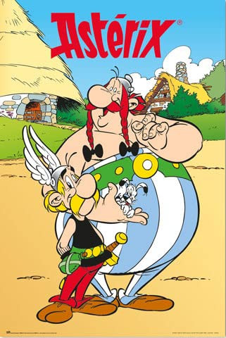 empireposter Asterix und Obelix - Gallisches Dorf - Poster Druck 61x91,5 cm + 2 St Posterleisten Kunststoff 62 cm transparent