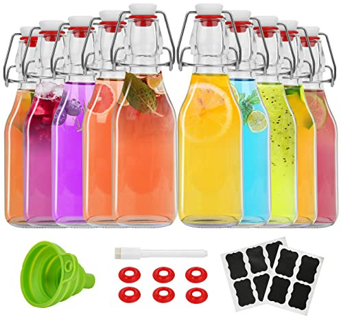ZEBEIYU Bottiglie in vetro con tappo basculante, 226,8 g, bottiglie per birra, kombucha, fatte in casa, kefir, acqua, bevande, soda, olio, aceto, fermentazione, limoncello (confezione da 10