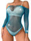 IBAKOM Damen-Body aus durchsichtigem Netzstoff, sexy, glitzernd, Strass, Fischnetz, Teddy, Dessous, Overall, Turnanzug, Top, Türkis/Ausflug, einfarbig (Getaway Solids), Einheitsgröße