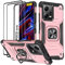 KANSi Hülle für Xiaomi Redmi Note 12 5G / Poco X5 5G, Schutzfolie [2 Stück] Silikon TPU Hart PC HandyHüllen 360 Grad Drehbar Ringhalter Bumper Stoßdämpfung Schutzhülle - Rosé Gold