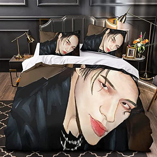Zbeiba Bettwäsche 155x220 cm,Star Idol Bettwäsche Set Bettbezug und 2 Kissenbezug,Bettbezug mit Reißverschluss,für Kinder Jungen Mädchen(SKZ1,155x220+2 * 50x75)