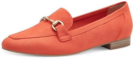 MARCO TOZZI Damen Loafer ohne Absatz Vegan mit Schnalle, Rot (Carrot), 40 EU