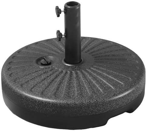 Happy Garden Pied de Parasol Droit Brest Noir - mât de Parasol Compatible de 38 à 48mm - Remplissage Eau ou Sable