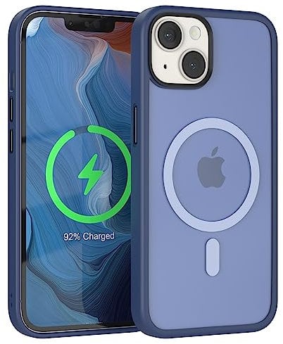 EAZY CASE - induktiv Laden Hülle kompatibel mit iPhone 14 kompatibel mit MagSafe (Wireless Charging), dünne schützende Hülle, Matt Schlanke Handyhülle, samtige Touch Matt in Nacht Blau
