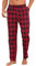 Litherday Pantalon de Pyjama Homme à Carreaux 100% Coton Longue Bas de Pyjama avec Poches à Cordon de Pantalon-2,Rouge + Noir,S