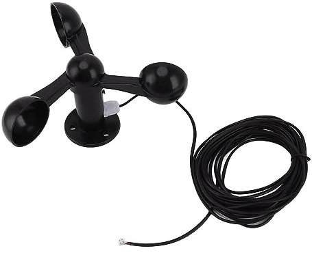 Zerodis Windgeschwindigkeitssensor, 3-Tassen-Anemometer mit 8 M Wasserdichtem Kabel, 4 cm Montageloch