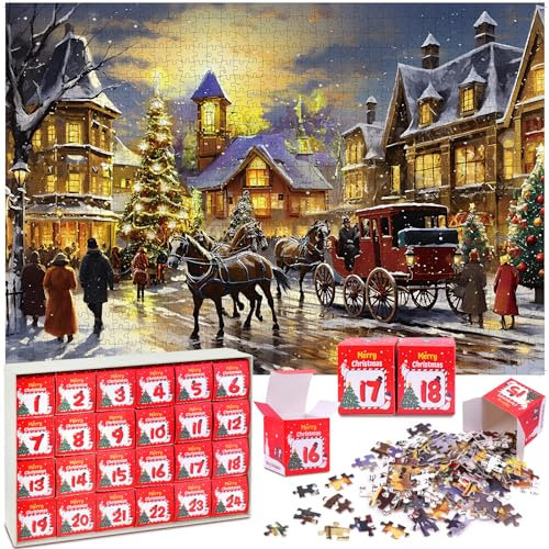 Puzzles Advent Calendar 2024 Jigsaw, Yotako Christmas Calendars Gifts 1008 Piece for Adults Women Men, 24 Boxes Puzzles for Christmas Countdown Calendar