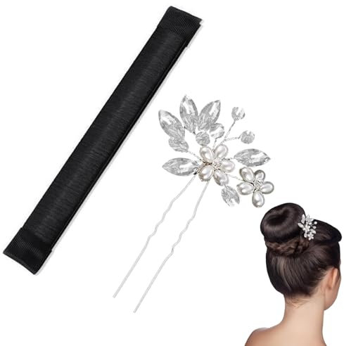 RTRTGS Magic Hair Dutt Maker French Twist,Kommt mit einerSilber Einfach Braut Kristall Hochzeit Haarnadeln,Hair Dutt Maker Magic Hairstyle Aid Dutt Band für Damen Kinder Dutt Haarschmuck