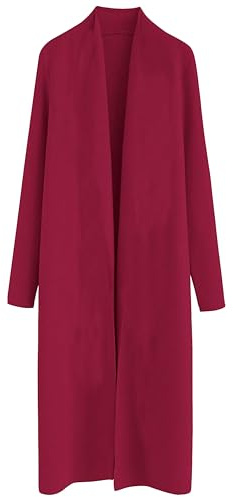 Elum Womens Ladies Italian Long Coat Waterfall Duster Cardigan Jacket Size Double extra Large 20,22 Color Wine
