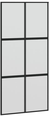 vidaXL Puerta Corredera, Puerta Corrediza, Panel de Privacidad, Puerta Decorativa para Granero Hogar, Vidrio Templado y Aluminio Negra