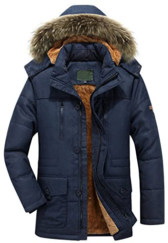 hehiy Herren Winter Wasserdichte Winddichte Winterjacke Warme Fleece-Futter Ski Regenmantel mit Kapuze Cabanjacke Herren Leichte Daunenjacke Herren Ohne Kapuze Herren Jacke Winter Warm GefüTtert