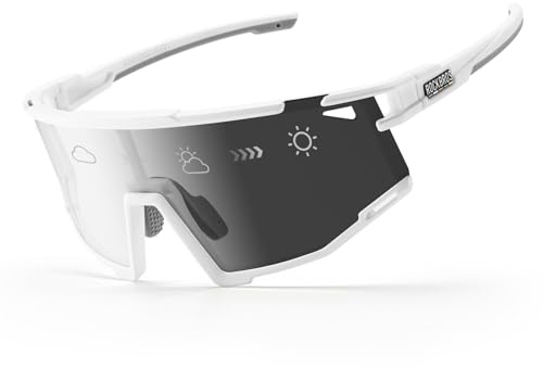 ROCKBROS Road to Sky Fahrradbrille Selbsttönende, Überbrille für Sehstärken | TR90-Rahmen Rutschfest Leicht, Sportsonnenbrille für Rennrad Outdoor Alltag