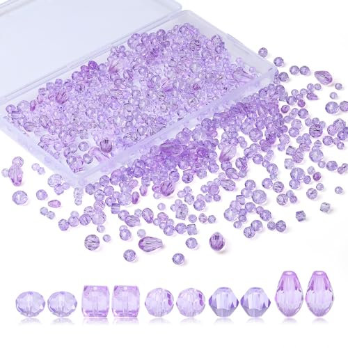 XIANNVXI 800pcs Faceted Purple Glass Beads 4/6/8mm Purple Beads for Bracelet Making for Crafting