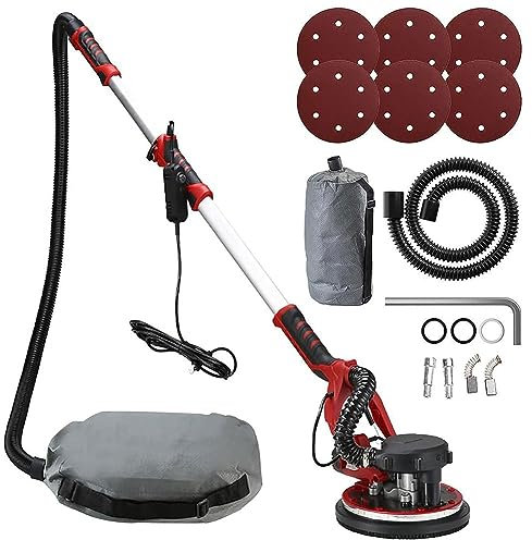 Levigatrice per muri a Secco 1390W, Levigatrice elettrica Pieghevole per muri Levigatrice con luci a LED 900-1200 Giri/min con 6 Dischi abrasivi, Maniglia Pieghevole e Borsa per Il Trasporto
