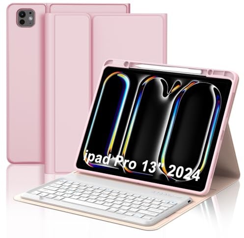 WINCHKING Custodia con Tastiera per iPad Pro 13 Pollici M5 2025/M4 2024 | Cover Bluetooth Magnetica Tastiera per iPad Pro 13 (M5/M4, 2025/2024), QWERTY Italiano Layout, Rosa