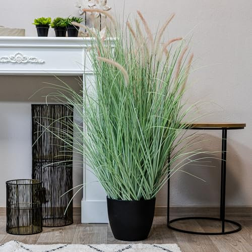 DARO DEKO künstliche Gräser Pampasgras beige 120cm Kunstpflanze Ziergras Blüten Wedel