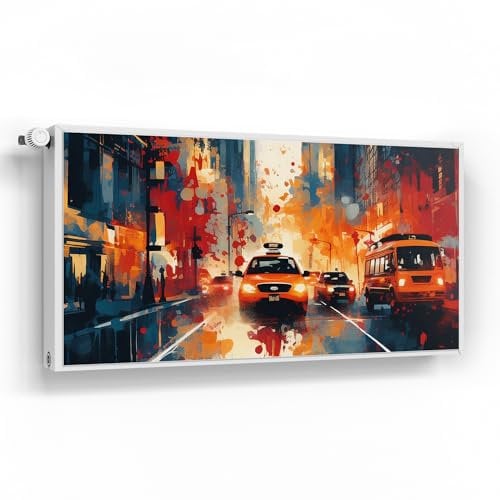 DEQORI Magnetfolie für Heizung 120x60 cm | Motiv Metropolenrausch | dekorative Magnetmatte Heizkörper Schutz Verkleidung | Magnet Deko-Folie selbstklebend, magnetisch & wasserabweisend
