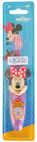 Disney Minnie Mouse Flashing Toothbrush for Kids with 2 Minute Flashing Light, Soft Rounded Bristles, and Comfortable Handle Grip for Children Ages 3+