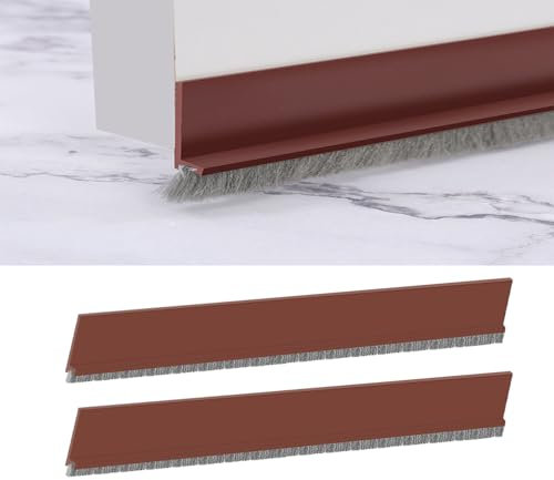 Furforst Lot de 2 boudins de porte avec bande brosse et bande d'étanchéité (économie d'énergie) – Boudin de porte, isolation phonique et protection contre le froid (marron)