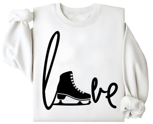Love Skating Sweatshirt, Eiskunstlauf-Sweatshirt, Eiskunstlauf-Sweatshirt, Skating-Liebhaber, Geschenk, Sweatshirts, weiß, S